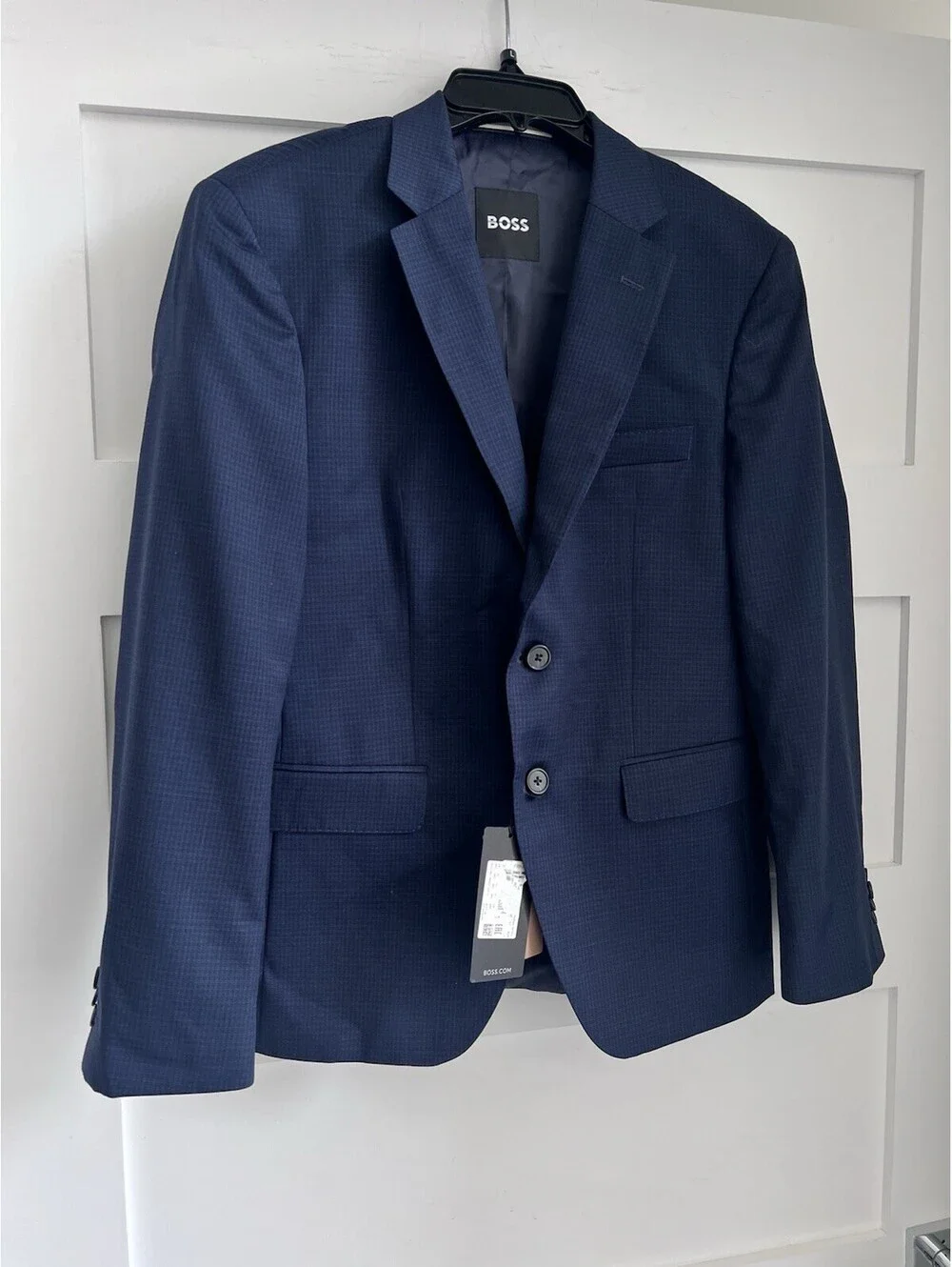 $595 Hugo Boss Men’s Virgin Wool Suit Jacket Dark Blue Slim Fit Size 38S